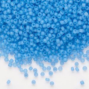 Seed bead, Dyna-Mites&trade;, glass 1pkg40g, #11 round, translucent inside dyed color matte aqua (216MA 11/0 RR)