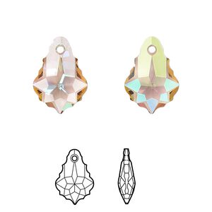 Drop 2pk crystal purple haze, Crystal Passions&reg; 16x11mm pendant baroque 6090