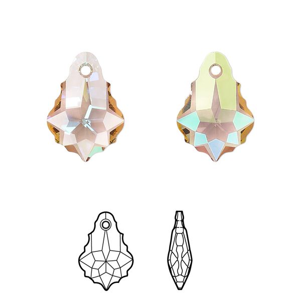 Drop 2pk crystal purple haze, Crystal Passions&reg; 16x11mm pendant baroque 6090 image number 0