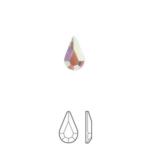 Flat back 6pk crystal AB foil back, Preciosa MAXIMA Czech crystal rhinestone 10x6mm pear