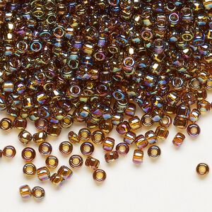 Seed bead, Dyna-Mites&trade;, glass, transparent rainbow root beer, #8 round. Sold per 1/2 kilogram pkg.