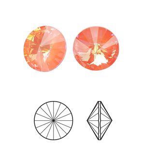 Chaton 2pk crystal ultra orange AB, Crystal Passions&reg; 14mm rivoli 1122