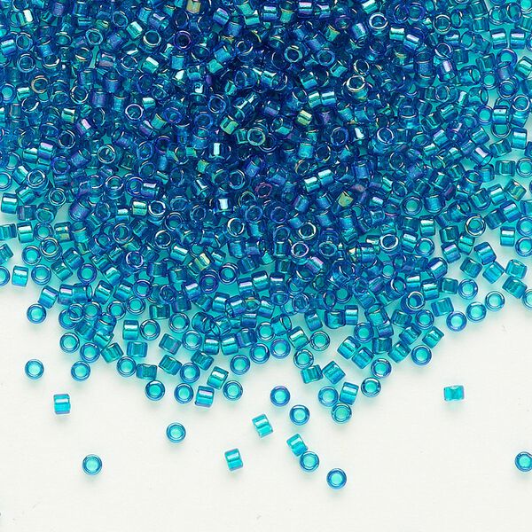 Seed bead, Delica&reg;, glass, pkg/7.5g, #11 round, translucent emerald-lined luster aqua (DB-1764). image number 0