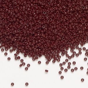 Seed bead, Miyuki, glass, pkg/250g, #15 rocaille, opaque dark brown (RR-409).