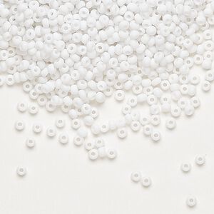 Seed bead, Preciosa Ornela Czech glass, pkg/500g, #11 rocaille, opaque matte chalkwhite, (03050).