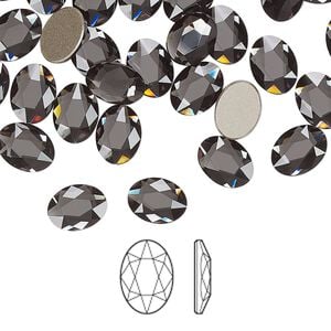 Flat back 144pk graphite foil back, Swarovski&reg; 8x6mm oval 2603