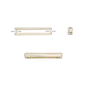 Bead, Delica&reg;, bead frame, pewter, pkg/2, 19x3.5mm fits size 11/0 Delica seed beads setting rectangle, gold-plated (F0524/G).