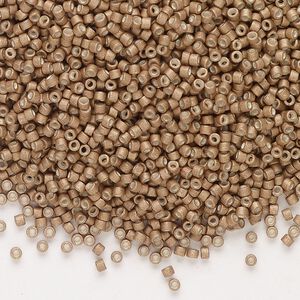 Seed bead, Delica&reg;, glass, pkg/250g, #11 round, opaque matte galvanized champagne (DB-1162).