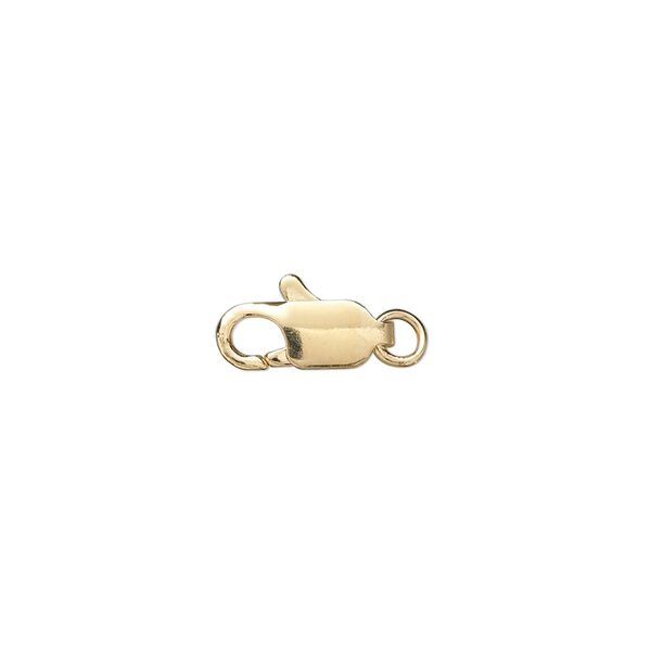 Clasp lobster claw 1pkg10 gold-plated, 12x5mm, brass 1-strand image number 0