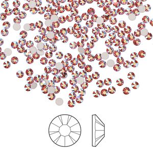 Flat back 144pk padparadscha AB foil back, Preciosa MAXIMA Czech crystal rhinestone 2.1-2.3mm chaton rose round SS7