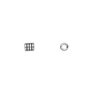 Bead 1pkg100 silver-plated "pewter", 5x4mm tube, antique