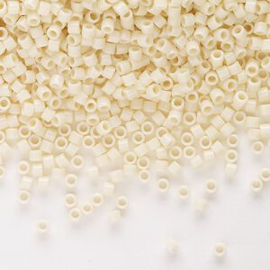 Seed bead, Delica&reg;, glass, pkg/50g, #10 round, opaque ivory (DBM-0732).