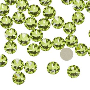 Flat back 144pk citrus green foil back, Crystal Passions&reg; 6.32-6.5mm round SS30 2088