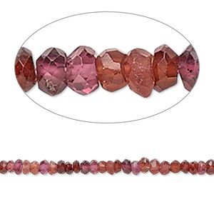Garnet 1pkg1, hand-cut faceted rondelle bead natural 14 inch 2x1mm-3x2mm