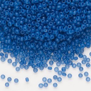 Seed bead, Dyna-Mites&trade;, glass 1pkg0.5kg, #11 round, translucent inside dyed color matte cobalt (215MA 11/0 RR)