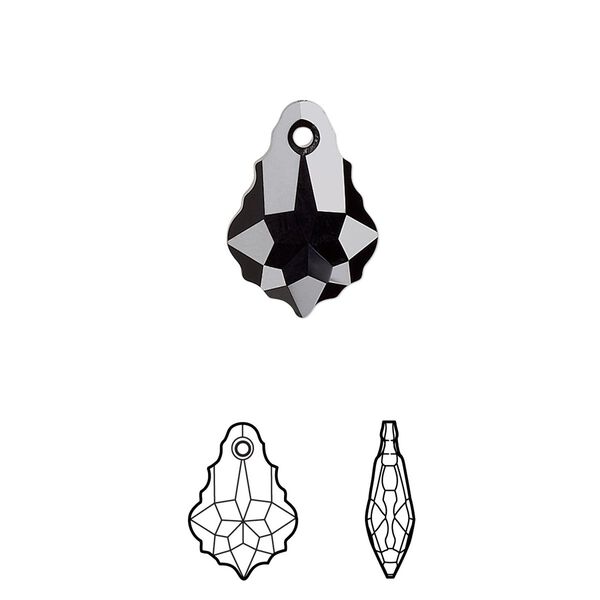 Drop 72pk jet, Swarovski&reg; 16x11mm pendant baroque 6090 image number 0
