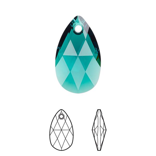 Drop 96pk emerald, Swarovski&reg; 22x13mm pendant pear 6106 image number 0