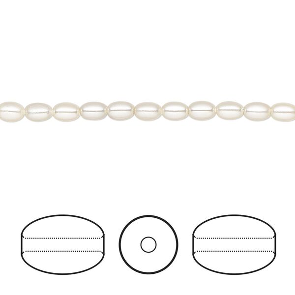 Pearl 100pk cream, Crystal Passions&reg; 4x3mm rice 5824 image number 0