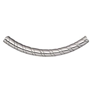 Bead 1pkg2 stainless steel, 50x4mm curved tube / spiral