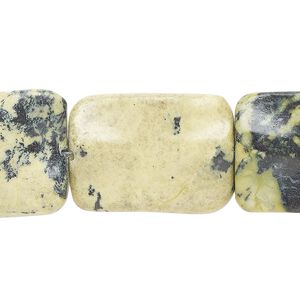 Yellow "turquoise" (serpentine with quartz) 1pkg1, wavy rectangle bead natural 15 inch 25x18mm