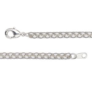 Chain 1pkg1 silver-plated rolo, 3.5mm / lobster claw clasp, brass 20 inch