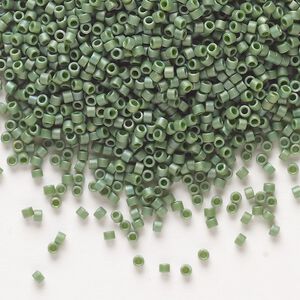 Seed bead, Delica&reg;, glass, pkg/250g, #11 round, opaque matte rainbow basil green (DB-2312).