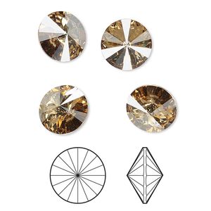 Chaton 4pk crystal golden shadow foil back, Crystal Passions&reg; 10.54-10.91mm rivoli SS47 1122