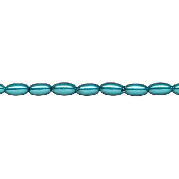 Pearl 1pk teal, Celestial Crystal&reg; 6x3.5mm rice 15.5-16 inch image number 0