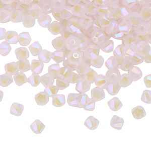 Bead 144pk rose water opal shimmer 2X, Crystal Passions&reg; 4mm bicone 5328