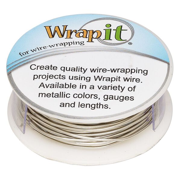 Wire, Wrapit&reg;, nickel silver, half-hard, round, 18 gauge. Sold per 0.25-pound spool, approximately 52 feet. image number 0