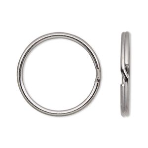 Key ring 1pkg10 gunmetal-plated, 24mm round, 21.6mm inside diameter / steel