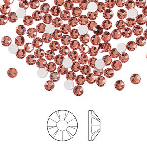 Flat back 144pk rose peach foil back, Preciosa MAXIMA Czech crystal rhinestone 3-3.2mm chaton rose round SS12