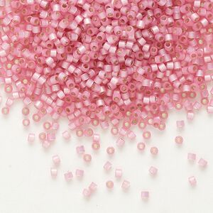 Seed bead, Delica&reg; 1pkg7.5g glass, #11 round, translucent silver-lined rose / outside dyed (DB-0625)