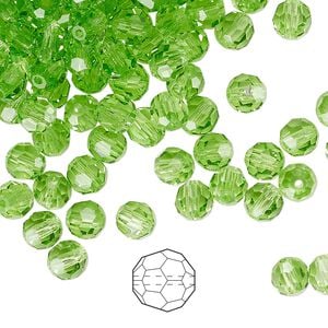 Bead 144pk peridot, Preciosa Czech crystal 5mm round