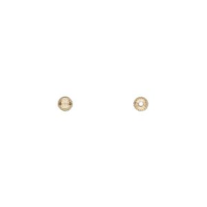 Bead 1pkg10 14Kt gold-filled, 3mm corrugated round