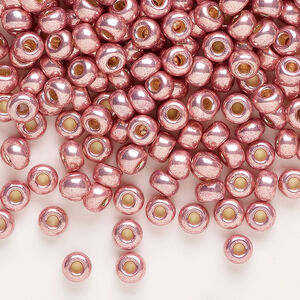 Seed bead, Miyuki 1pkg25g glass, #6 rocaille, Duracoat&reg; opaque galvanized dark coral (RR-4209)