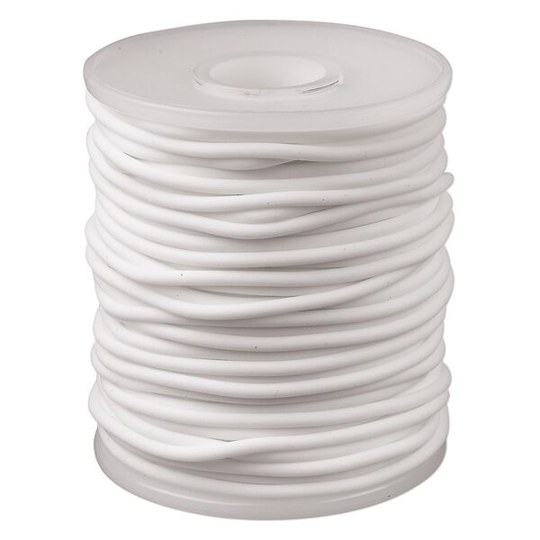 Cord, synthetic rubber, white, 2.5mm round. Sold per pkg of 25 meters (82 feet). image number 0