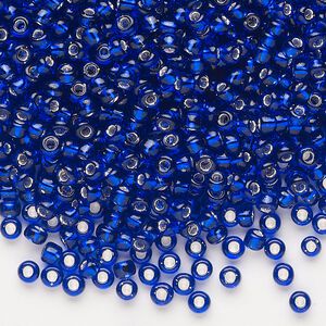 Seed bead, Dyna-Mites&trade;, glass, silver-lined translucent cobalt, #8 round. Sold per 40-gram pkg.