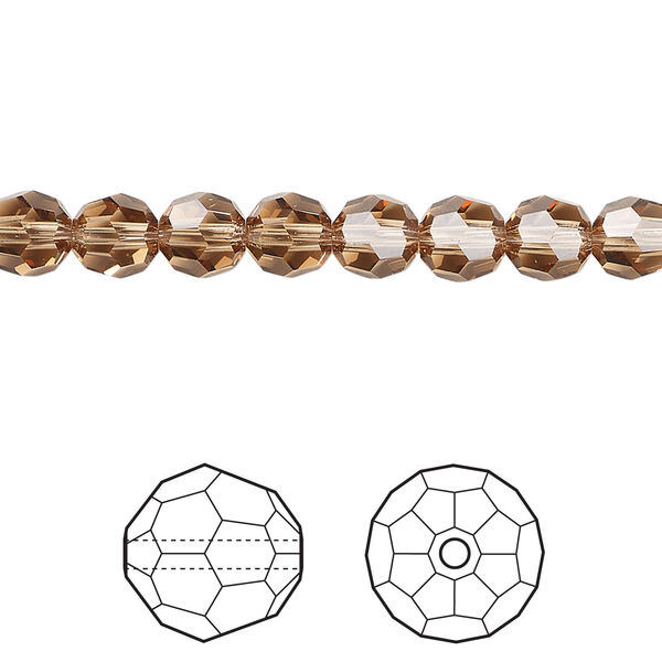 Bead 1pkg360 light smoked topaz, Swarovski&reg; ReCreated&trade;, 6mm faceted round 5000 image number 0