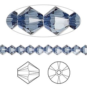 Bead 720pk denim blue, Swarovski&reg; 5mm XILION bicone 5328