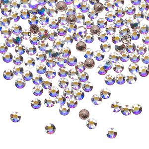Round stone 144pk crystal AB foil back, Crystal Passions&reg; hotfix 3mm light round PP24 1098