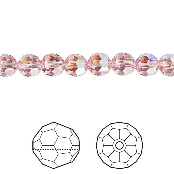 Bead 360pk light rose shimmer, Swarovski&reg; 6mm round 5000 image number 0