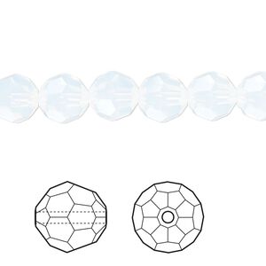 Bead 12pk white opal, Crystal Passions&reg; 8mm round 5000