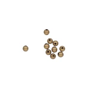 Bead end 1pkg100 gold-plated, 3mm half-drilled round / for memory wire / approx 0.9mm inside diameter, brass / antiqued