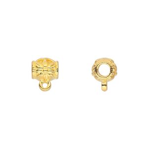 Bead 1pkg50 gold-finished "pewter", 8x7mm barrel