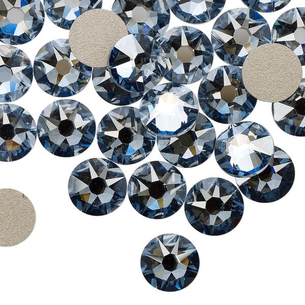 Flat back 144pk crystal blue shade foil back, Swarovski&reg; 7.07-7.27mm rose round SS34 2088 image number 0