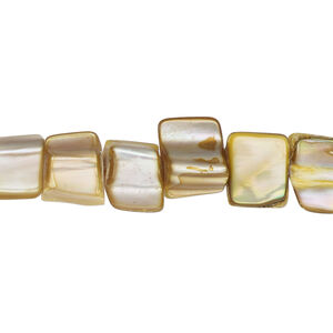 Mother-of-pearl shell 1pkg1, triangle tube bead 15 inch pale yellow and tan 7x6mm-10x9mm
