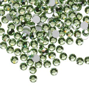 Flat back, Dance With Me&trade; crystal rhinestone, peridot, foil back, 3.8-4mm rose, SS16. Sold per pkg of 144 (1 gross).