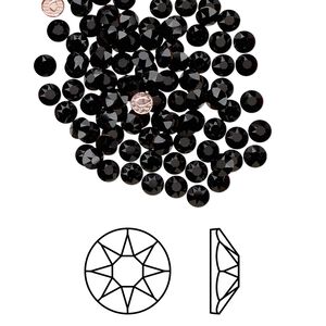 Flat back 1440pk jet foil back, Swarovski&reg; hotfix 3-3.2mm rose round SS12 2078HF