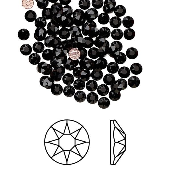 Flat back 1440pk jet foil back, Swarovski&reg; hotfix 3-3.2mm rose round SS12 2078HF image number 0